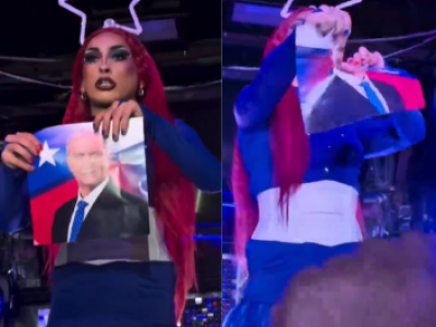 Drag queen chilena provoca polémica al destruir foto de Kast en medio de una performance
