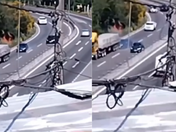 Auto choca con camión detenido en curva peligrosa de Viña del Mar